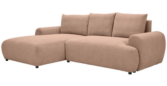 ECKSOFA in Webstoff Altrosa  - Schwarz/Altrosa, MODERN, Kunststoff/Textil (175/265cm) - Carryhome