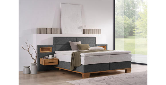 BOXSPRINGBETT 160/200 cm  in Eichefarben, Grau  - Eichefarben/Grau, Natur, Holz/Textil (160/200cm) - Valnatura