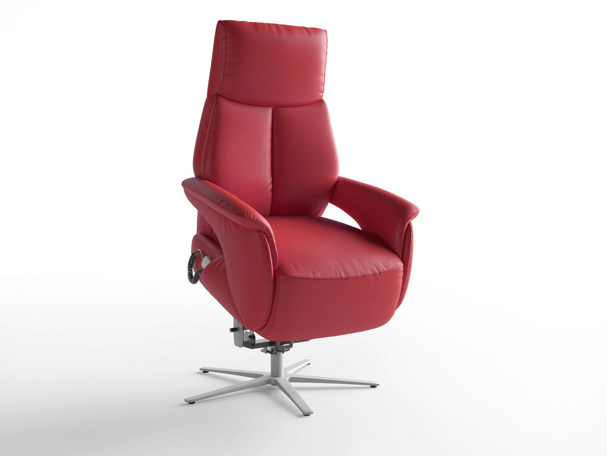 RELAXAČNÍ KŘESLO, kůže, červená - barvy stříbra/červená, Basics, kov/kůže (75/110/85cm) - Sit & More
