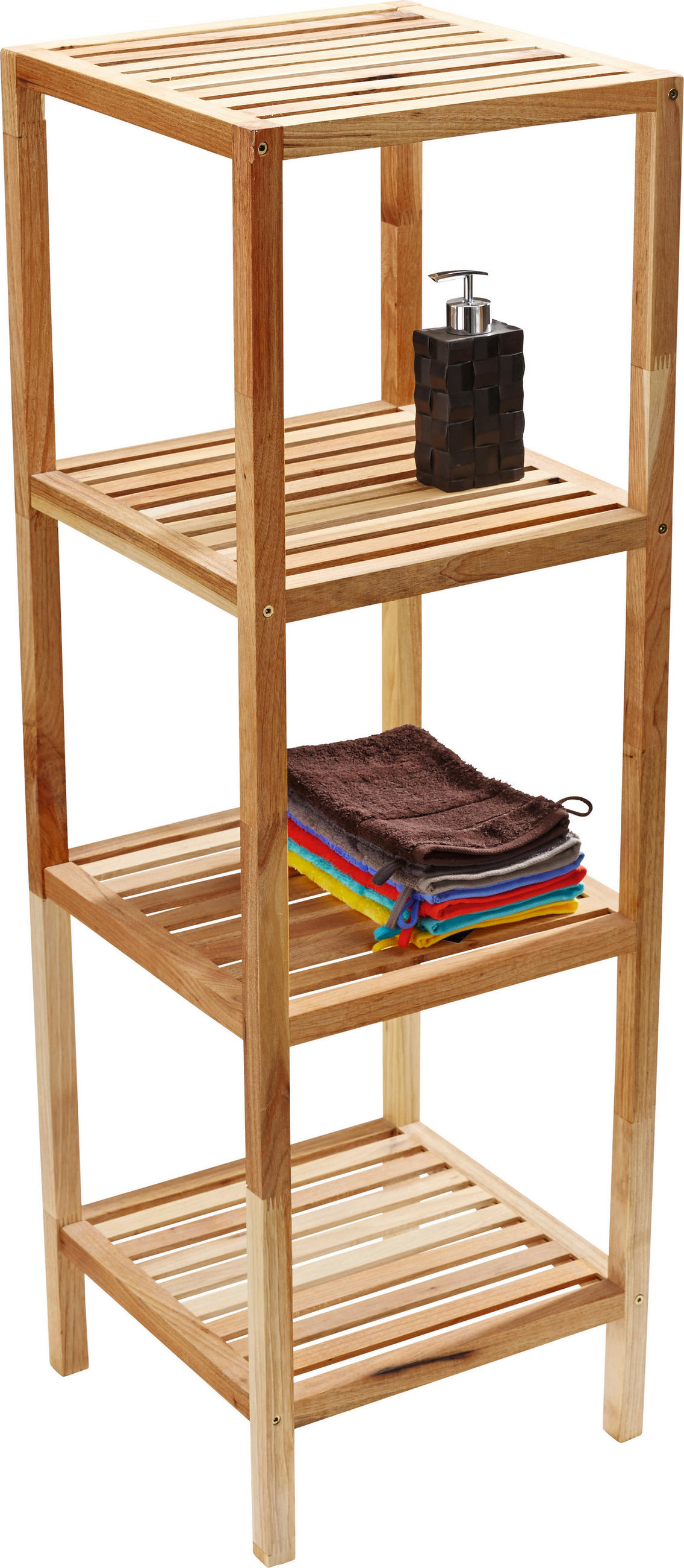 ETAJERĂ PENTRU BAIE 36/112/36 cm  - culoare lemn de nuc, Basics, lemn (36/112/36cm) - Wenko