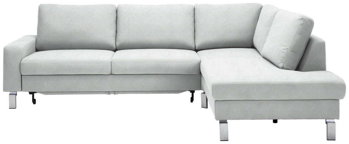 ECKSOFA in Flachgewebe Silberfarben  276/200 cm  - Chromfarben/Silberfarben, Design, Textil/Metall (276/200cm) - Hom`in