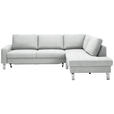 ECKSOFA in Flachgewebe Silberfarben  276/200 cm  - Chromfarben/Silberfarben, Design, Textil/Metall (276/200cm) - Hom`in