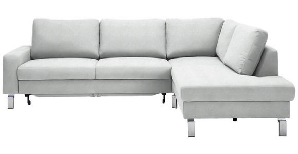 ECKSOFA in Flachgewebe Silberfarben  276/200 cm  - Chromfarben/Silberfarben, Design, Textil/Metall (276/200cm) - Hom`in