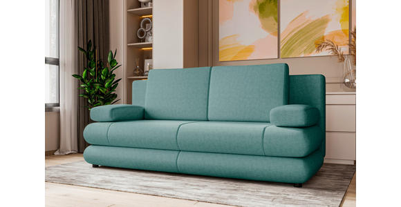 SCHLAFSOFA  in Mikrofaser Mintgrün  - Schwarz/Mintgrün, KONVENTIONELL, Kunststoff/Textil (212/93/90cm) - Carryhome