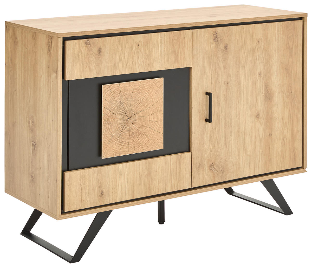 KOMMODE  in 110/78/40 cm  - Eichefarben/Schwarz, LIFESTYLE, Holzwerkstoff/Metall (110/78/40cm) - Xora