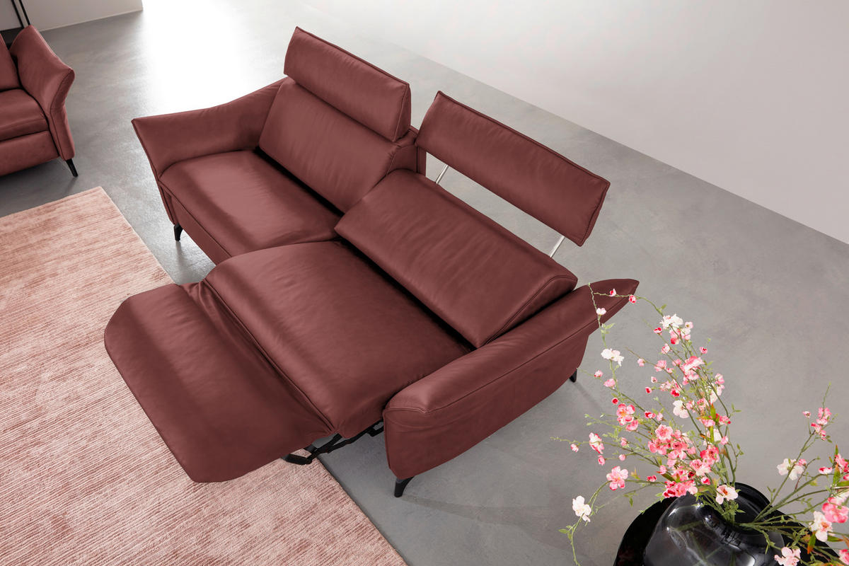 2,5-SITZER in Echtleder Rotbraun  - Rotbraun/Anthrazit, Design, Leder/Metall (194/94/95cm) - Himolla