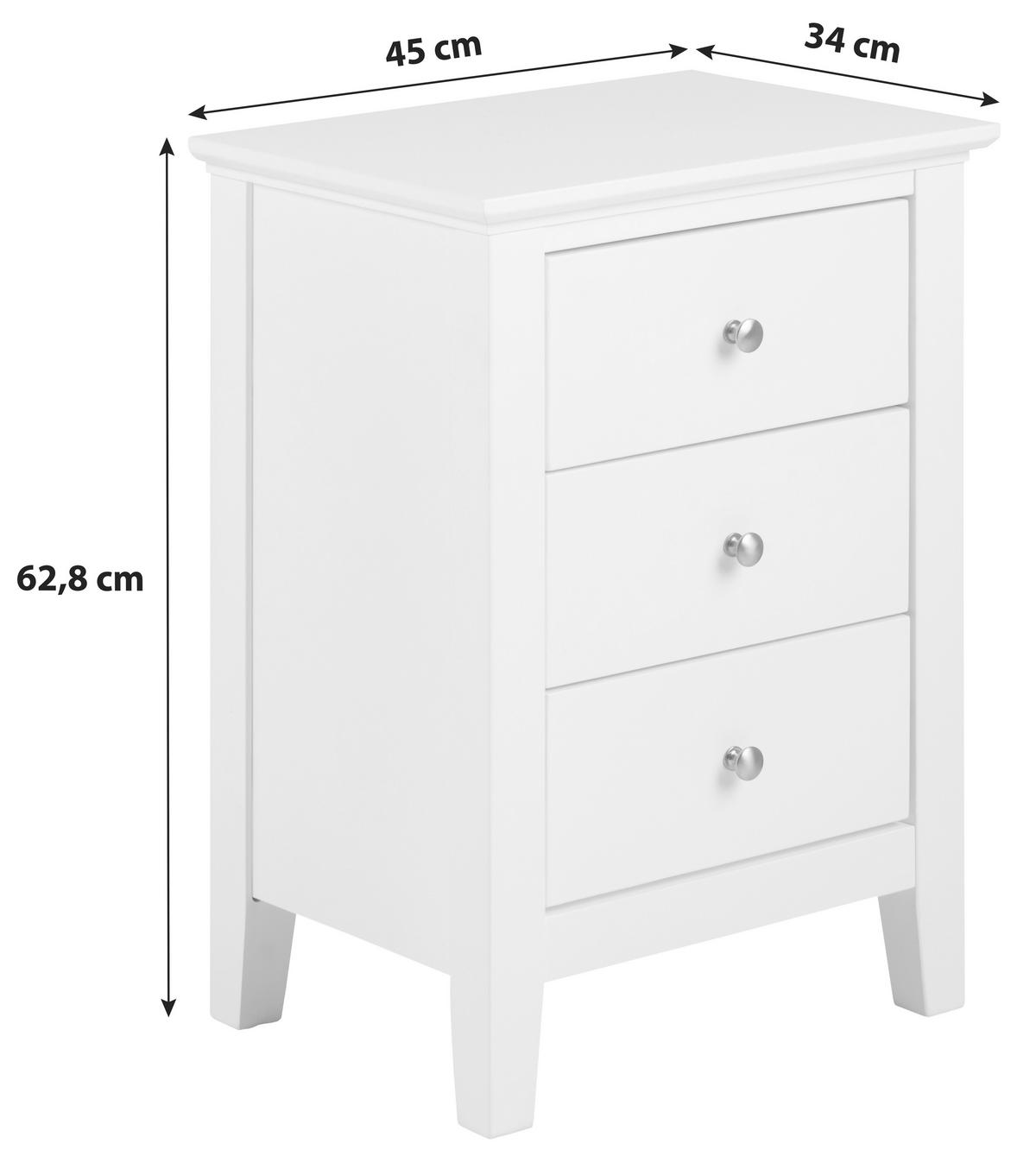 SÄNGBORD i vit  - vit/silver, Klassisk, metall/trämaterial (45/62,8/34cm) - Best Price
