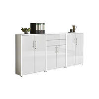 AKTENSCHRANK Weiß, Weiß Hochglanz  - Weiß Hochglanz/Weiß, MODERN, Holzwerkstoff (253,2/113,6/33cm) - MID.YOU