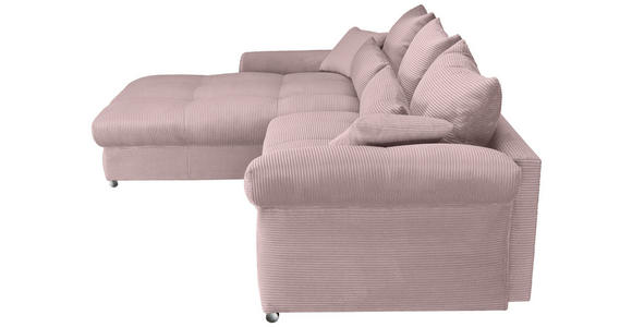 ECKSOFA Altrosa Cord  inkl. Zierkissen, Rückenkissen, Rücken echt  - Chromfarben/Altrosa, KONVENTIONELL, Textil/Metall (225/335cm) - Carryhome