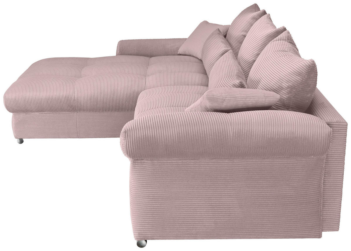 ECKSOFA Altrosa Cord  - Chromfarben/Altrosa, KONVENTIONELL, Textil/Metall (225/335cm) - Carryhome