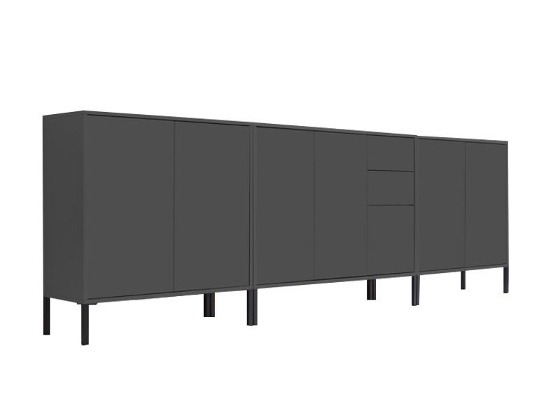 E-shop MID.YOU ŠIROKÁ KOMODA, antracitová, 263,5/86/33 cm
