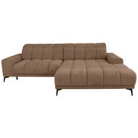 ECKSOFA inkl.Funktionen Hellbraun Chenille  - Hellbraun/Schwarz, MODERN, Textil/Metall (300/195cm) - Xora
