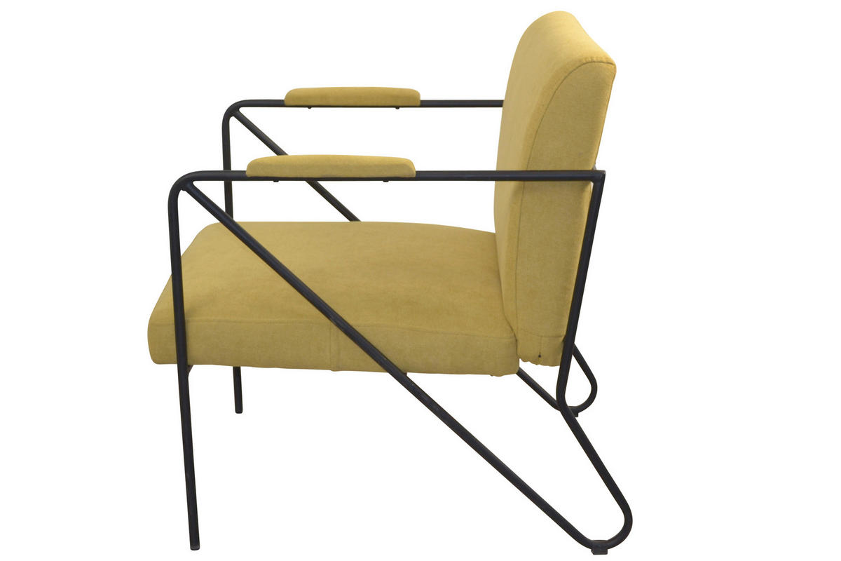 SESSEL Webstoff, Flachgewebe Gelb, Senfgelb    - Gelb/Senfgelb, Design, Textil/Metall (76/64/77cm) - MID.YOU
