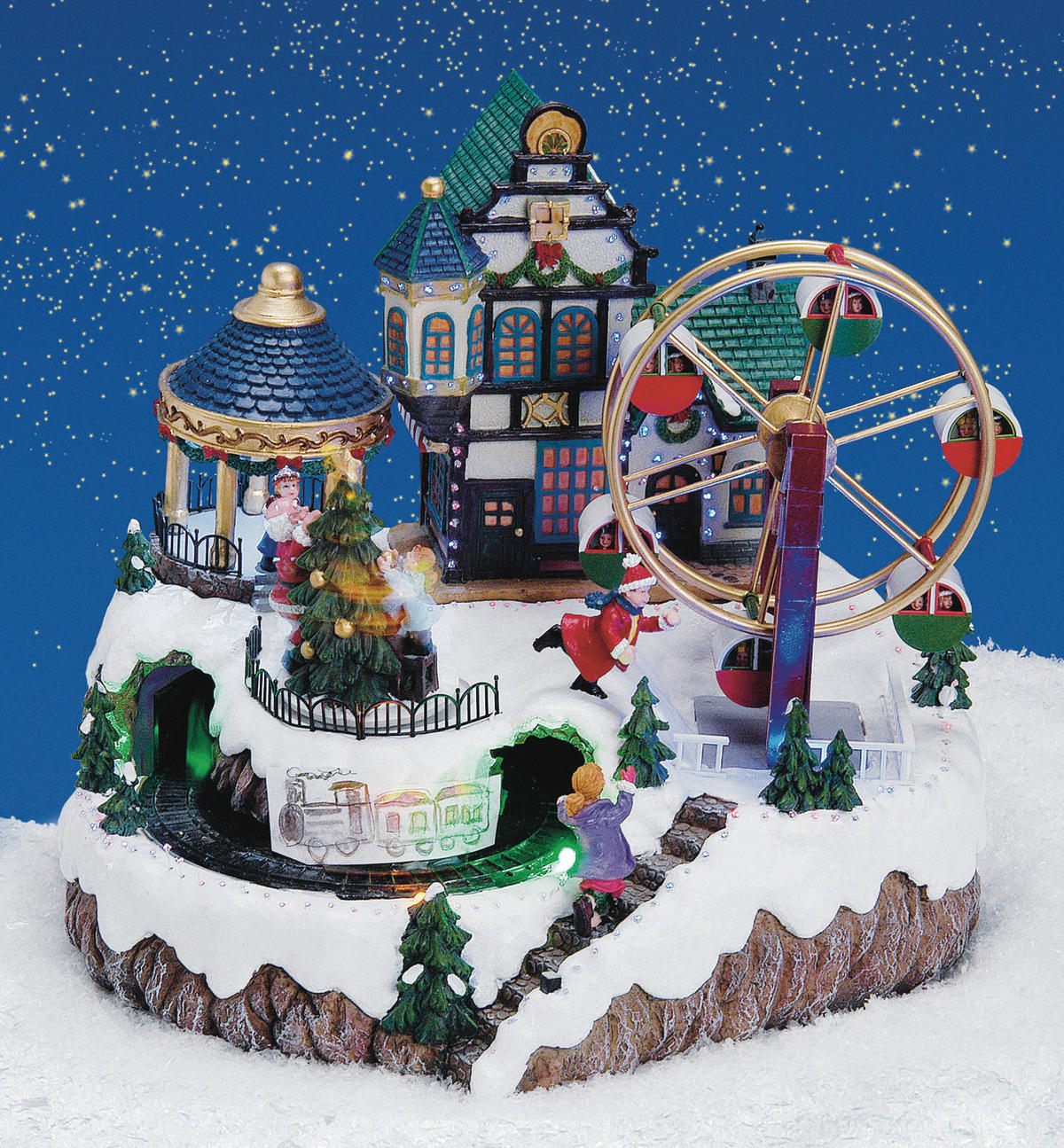 SPIELUHR WEIHNACHTSMARKT - Blau/Weiß, Basics, Kunststoff (34/26/29cm)