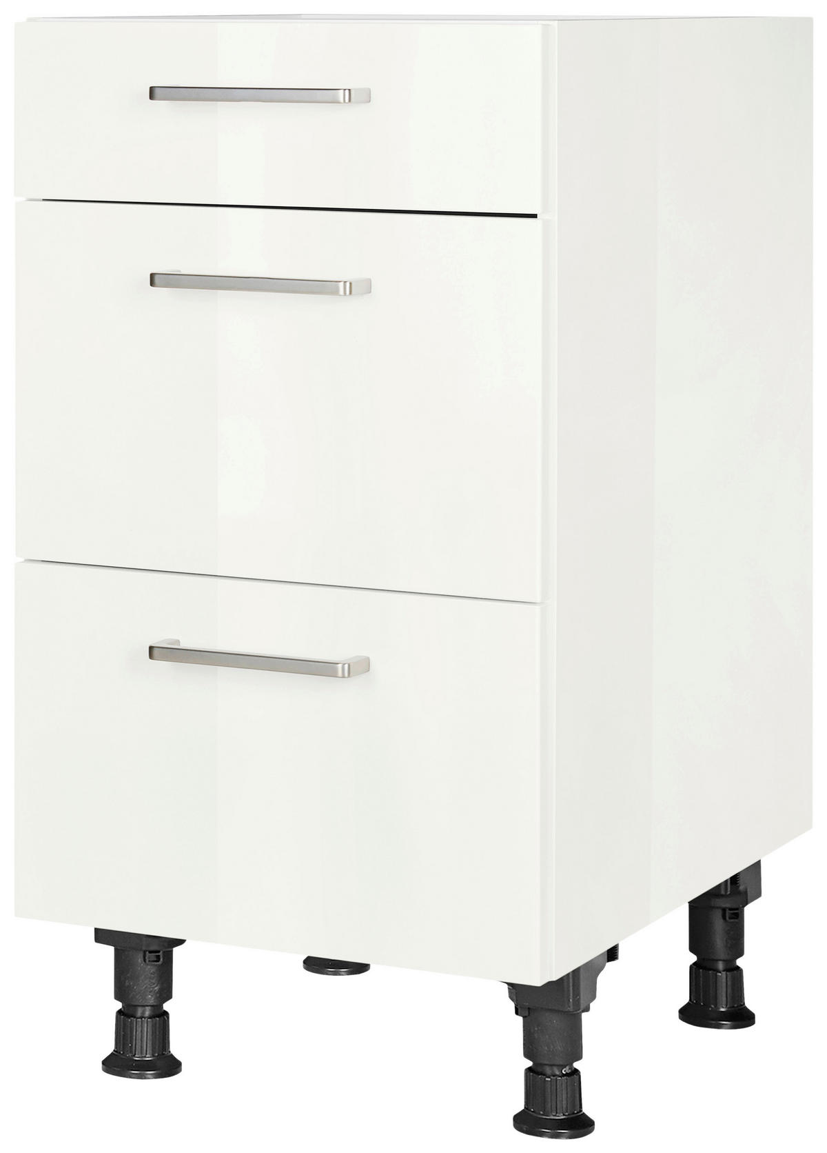 SCHUBKASTENUNTERSCHRANK 45/87/56 cm  in Weiß Hochglanz  - Edelstahlfarben/Weiß Hochglanz, MODERN, Holzwerkstoff/Metall (45/87/56cm) - Nobilia