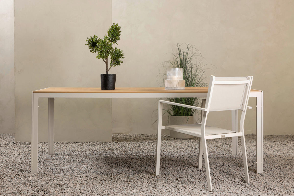 GARTENTISCH 205/90/74 cm Metall, Kunststoff rechteckig  - Beige, MODERN, Kunststoff/Metall (205/90/74cm) - Gardenson