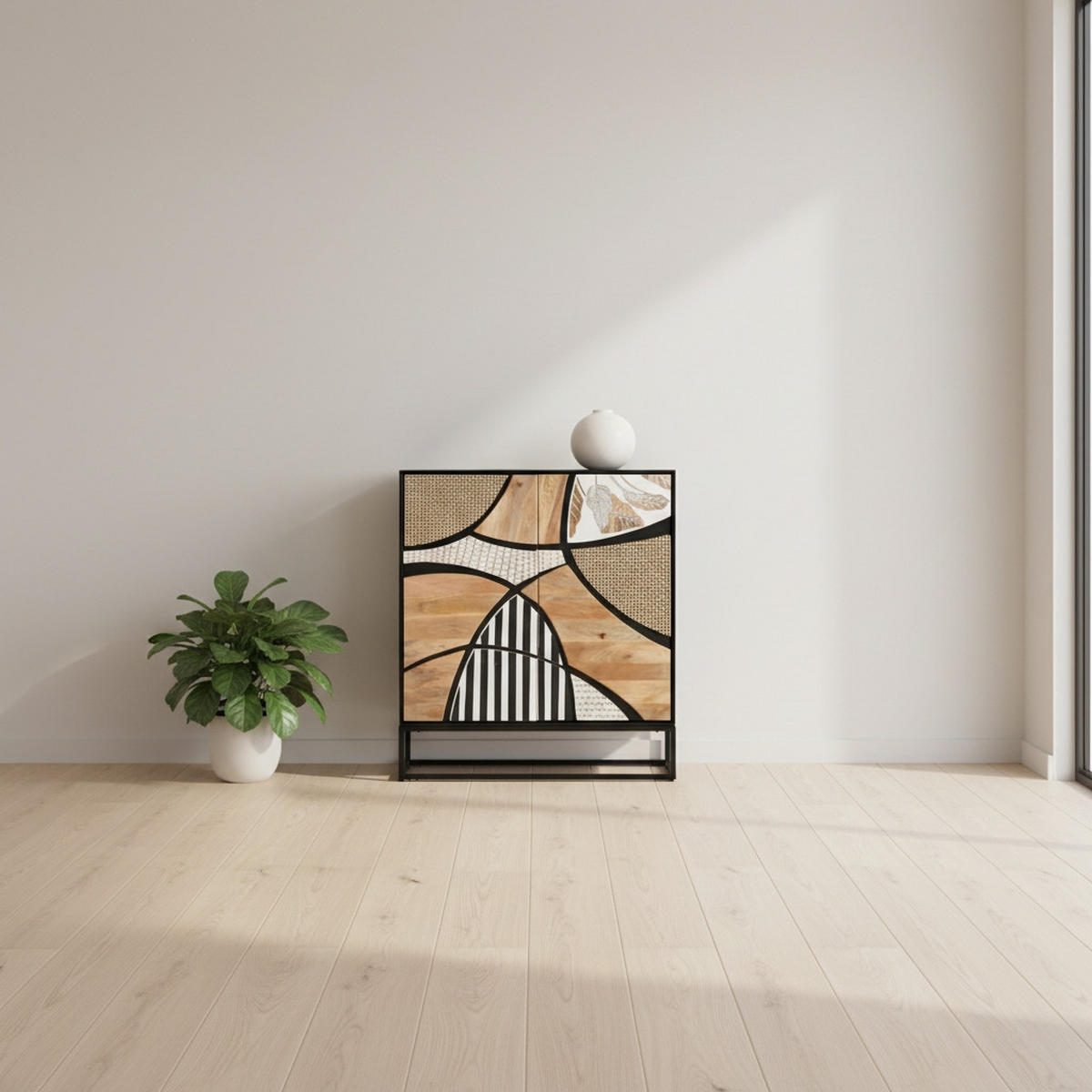 KOMMODE , 100/110/35 cm,  - Schwarz/Naturfarben, Design, Holz/Holzwerkstoff (100/110/35cm) - Landscape