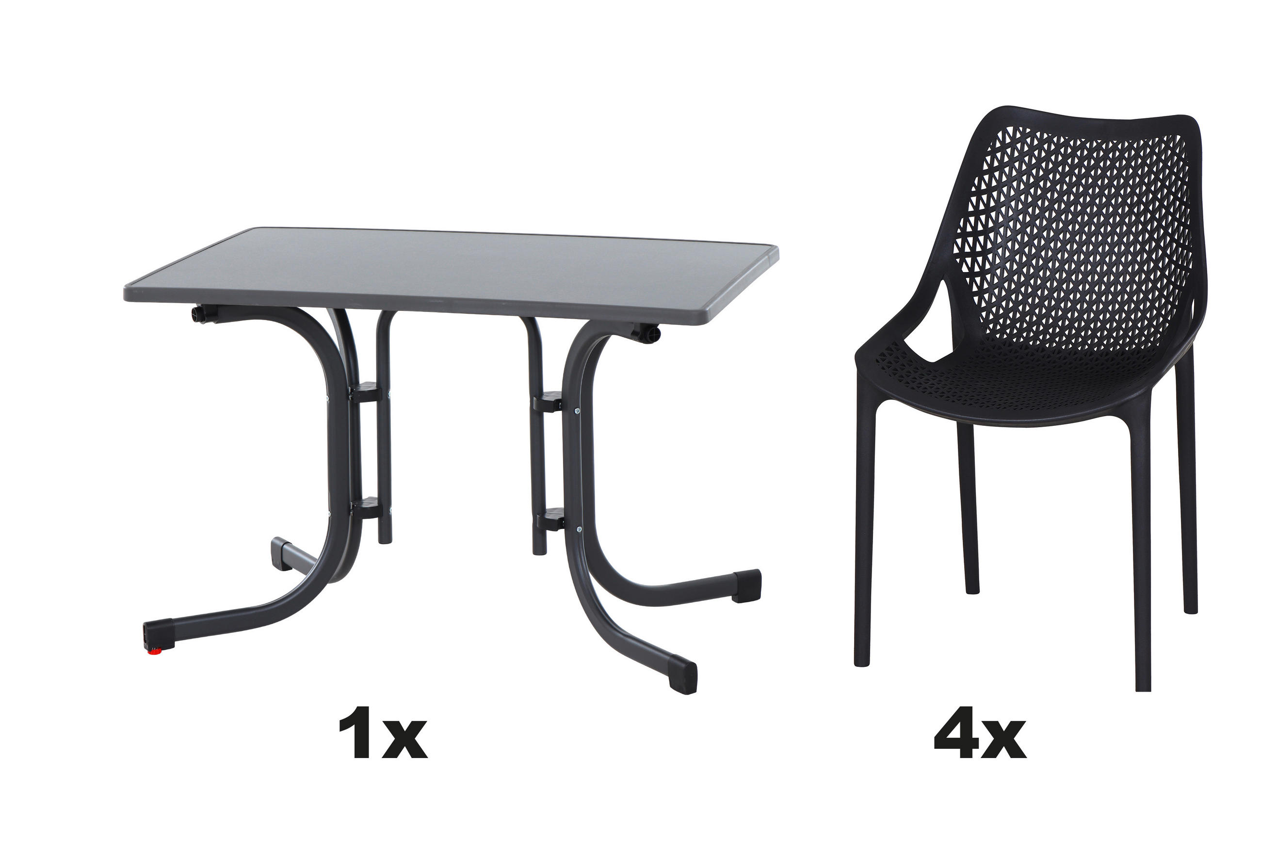 GARTENGARNITUR 5-teilig Stahl  - Anthrazit, Basics, Kunststoff/Metall (70/81/110cm) - Siena Garden