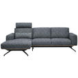 ECKSOFA  in Struktur Dunkelgrau  157/262 cm  - Dunkelgrau/Schwarz, Design, Textil/Metall (157/262cm) - Novel