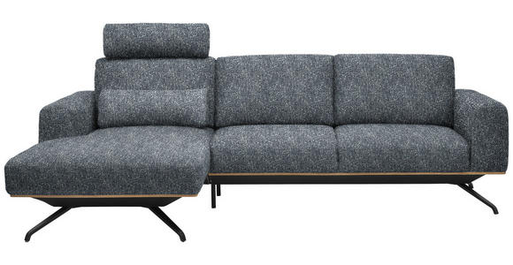 ECKSOFA  in Struktur Dunkelgrau  157/262 cm  - Dunkelgrau/Schwarz, Design, Textil/Metall (157/262cm) - Novel