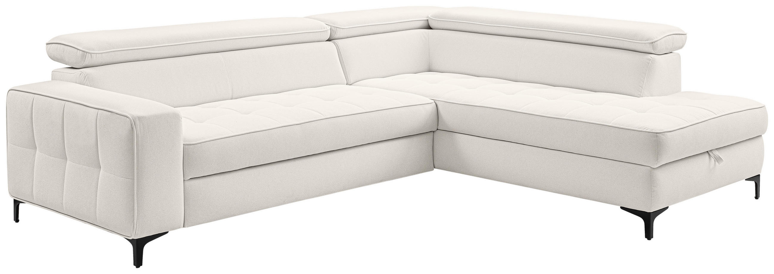 ECKSOFA  in Struktur Hellgrau  251/203 cm  - Hellgrau/Schwarz, Design, Textil/Metall (251/203cm) - MID.YOU