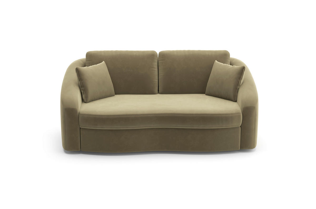 2,5-SITZER in Samt Olivgrün  - Schwarz/Olivgrün, Modern, Kunststoff/Textil (196/88/107cm) - Sit & More