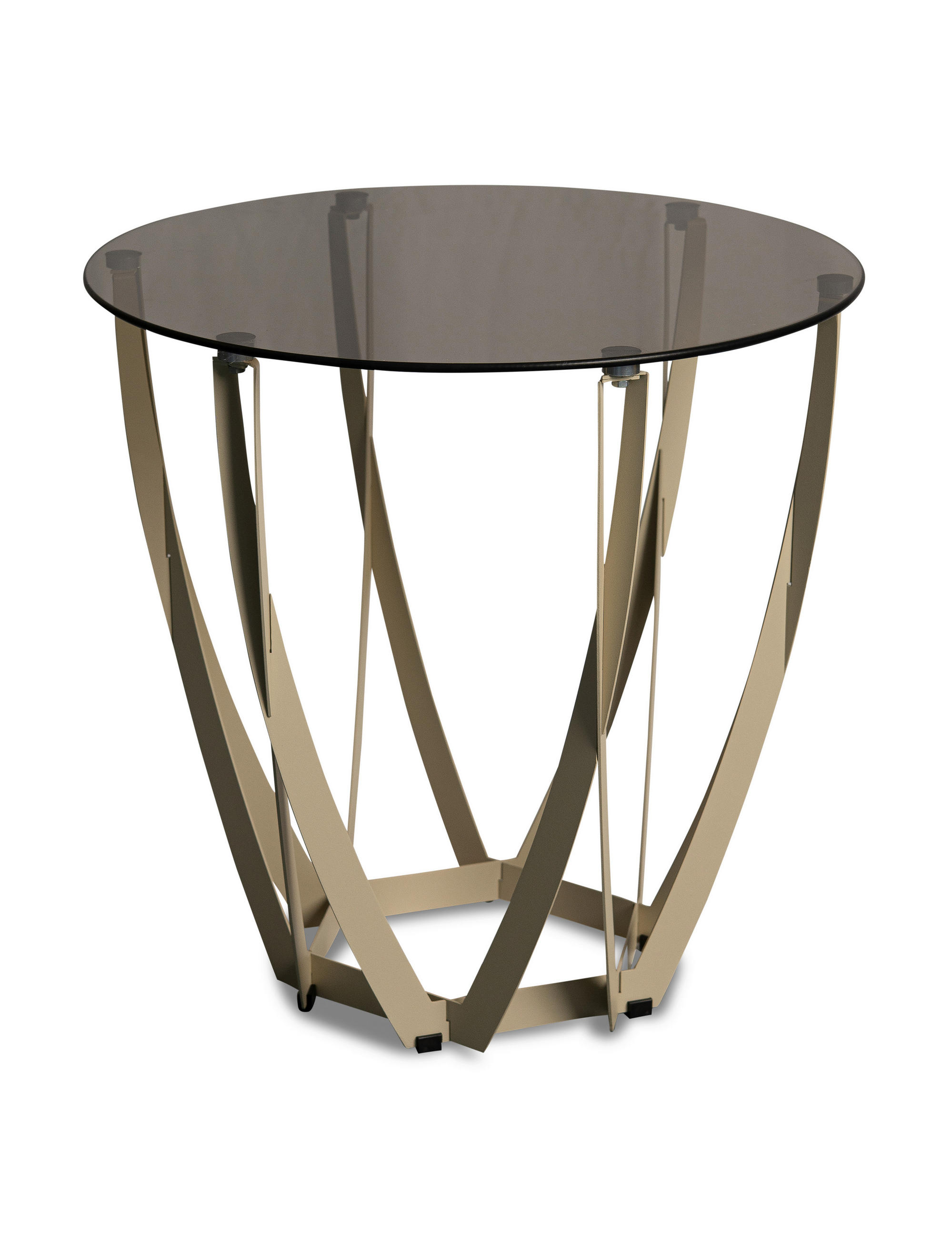 BEISTELLTISCH 50/50/50 cm Creme, Bronzefarben rund  - Creme/Bronzefarben, Basics, Glas/Metall (50/50/50cm) - Xora