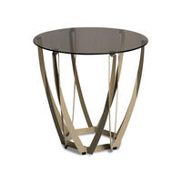 BEISTELLTISCH 50/50/50 cm Creme, Bronzefarben rund  - Creme/Bronzefarben, Basics, Glas/Metall (50/50/50cm) - Xora