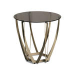 BEISTELLTISCH 50/50/50 cm Creme, Bronzefarben rund  - Creme/Bronzefarben, Basics, Glas/Metall (50/50/50cm) - Xora