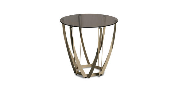 BEISTELLTISCH 50/50/50 cm Creme, Bronzefarben rund  - Creme/Bronzefarben, Basics, Glas/Metall (50/50/50cm) - Xora