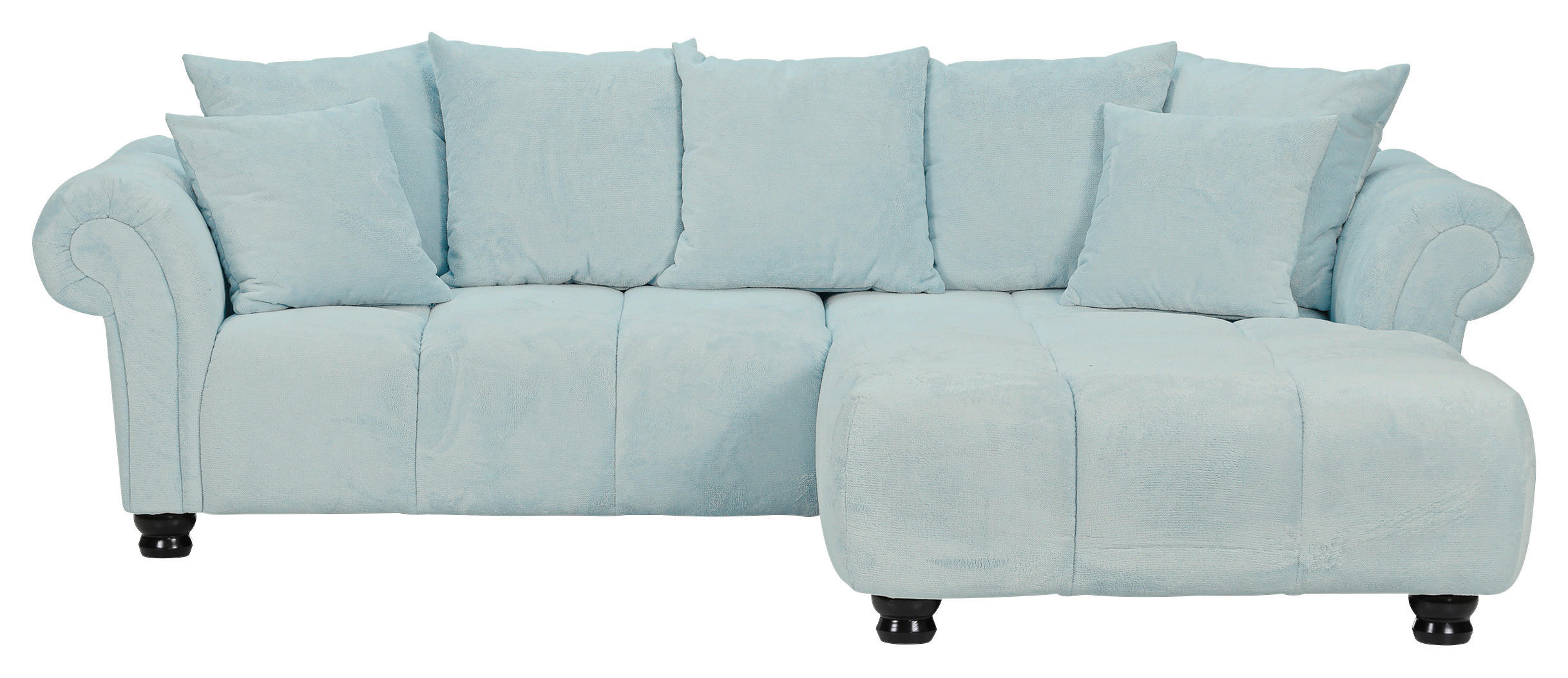 ECKSOFA Mintgrün Plüsch  - Dunkelbraun/Mintgrün, KONVENTIONELL, Holz/Textil (288/190cm) - Carryhome