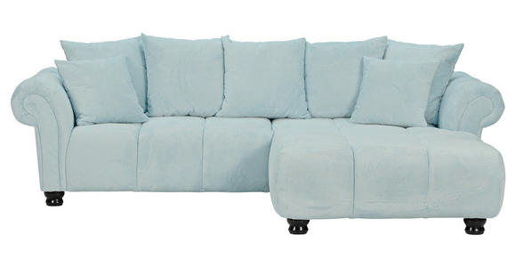 ECKSOFA  in Plüsch Mintgrün  288/190 cm  - Dunkelbraun/Mintgrün, KONVENTIONELL, Holz/Textil (288/190cm) - Carryhome
