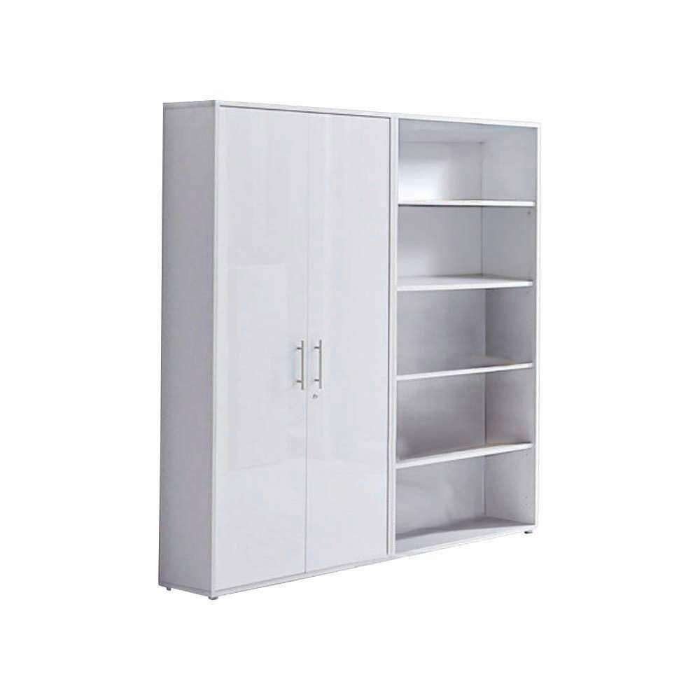 Mid.you Aktenschrank Weiß, Weiß Hochglanz 168.8x185.6x33 cm