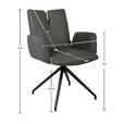 ARMLEHNSTUHL  Sitzfläche 360° drehbar, automatische Rückholfunktion Bouclé Echtleder  - Anthrazit/Schwarz, Design, Leder/Holz (62/87/63cm) - Valnatura