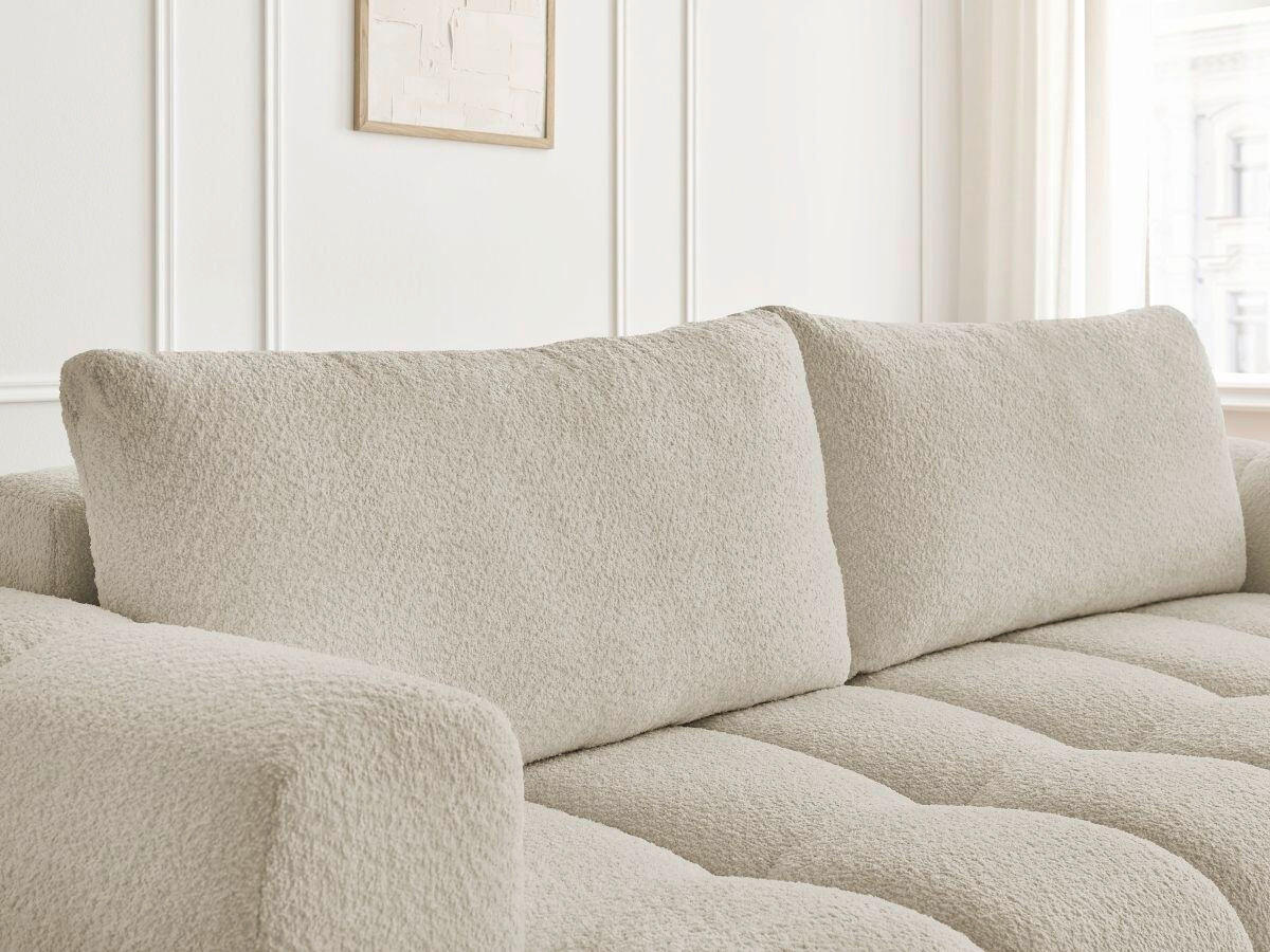SCHLAFSOFA FUJI Bouclé Beige  inkl.  - Beige/Schwarz, MODERN, Kunststoff/Textil (251/113/88cm)