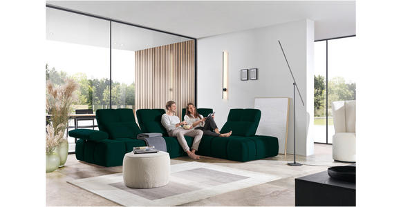 ECKSOFA in Struktur Petrol 313/233 cm - Petrol/Schwarz, Design, Kunststoff/Textil (313/233cm) - Emilio Belluti