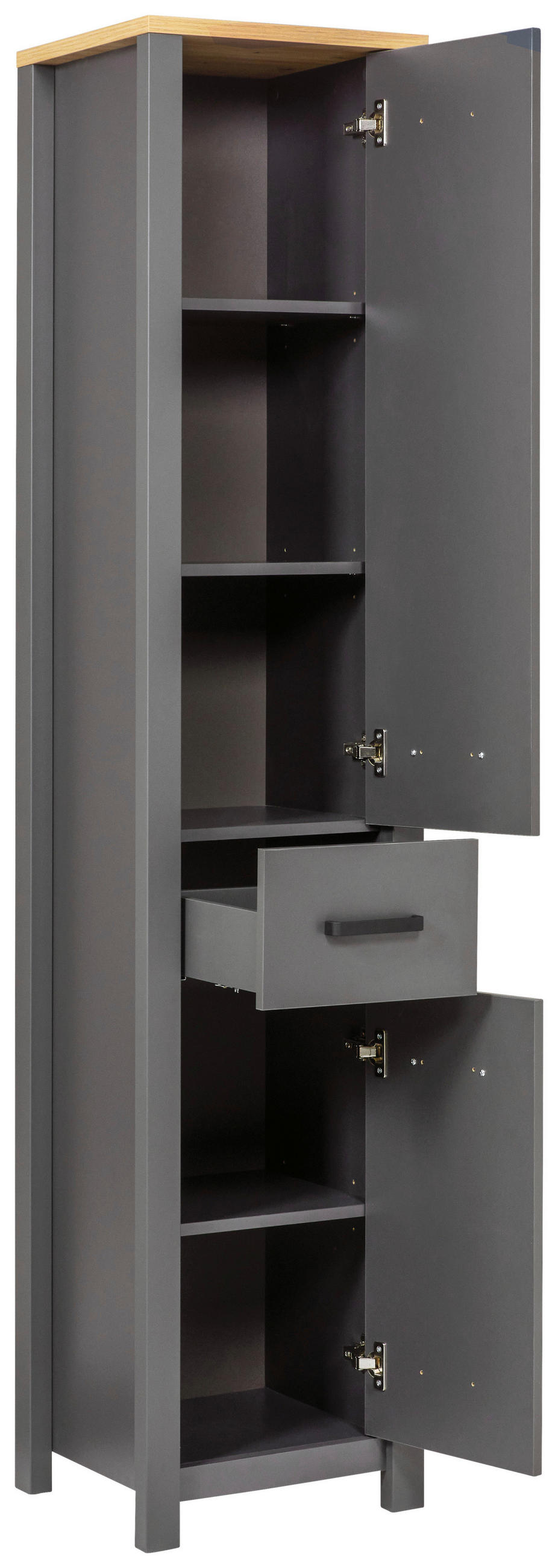 HOCHSCHRANK 42/197/40 cm  - Anthrazit/Schwarz, Natur, Holzwerkstoff/Metall (42/197/40cm) - home24