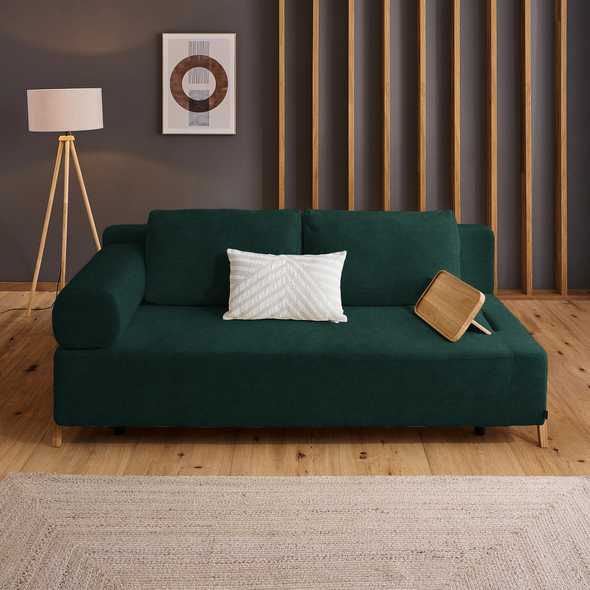 SCHLAFSOFA in Holz, Textil Waldgrün  - Waldgrün/Naturfarben, Design, Holz/Textil (211/88/102cm) - Niels Andersson