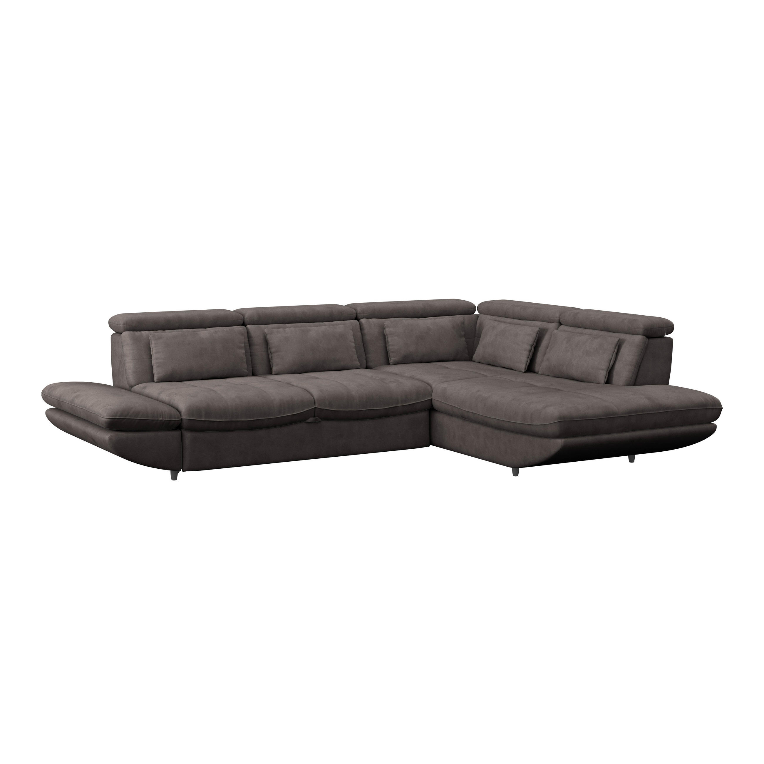 WOHNLANDSCHAFT Dunkelbraun Mikrofaser  - Dunkelbraun/Schwarz, MODERN, Kunststoff/Textil (311/233cm) - MID.YOU