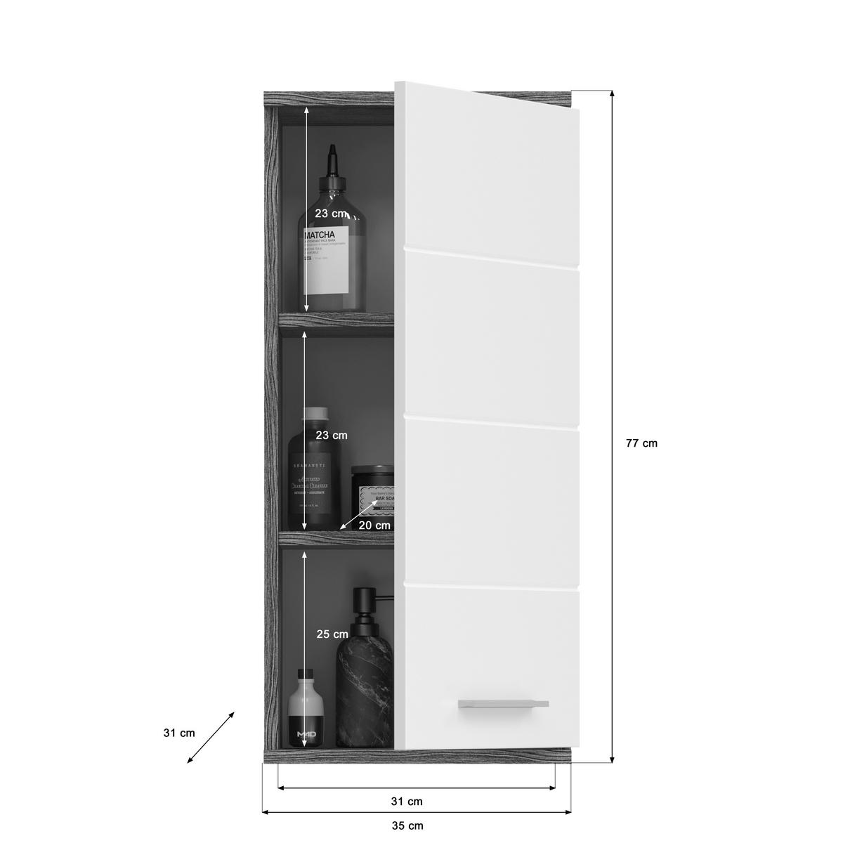 KOPALNICA  bela, visoki sijaj  - srebrne barve/črna, Moderno, umetna masa/steklo (105cm) - MID.YOU