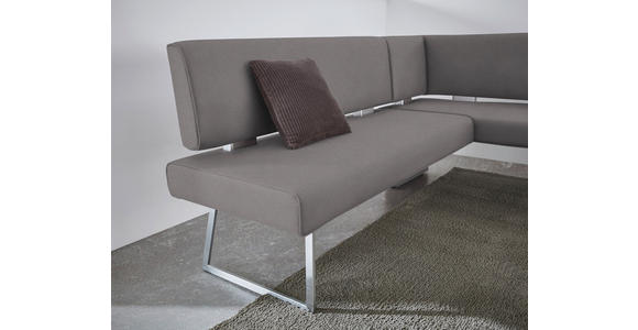 ECKBANK 185/137 cm  in Grau, Edelstahlfarben  - Edelstahlfarben/Grau, Design, Textil/Metall (185/137cm) - Dieter Knoll