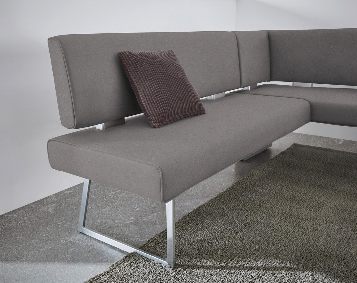 ECKBANK 196/160 cm  in Grau, Edelstahlfarben  - Edelstahlfarben/Grau, Design, Textil/Metall (196/160cm) - Dieter Knoll