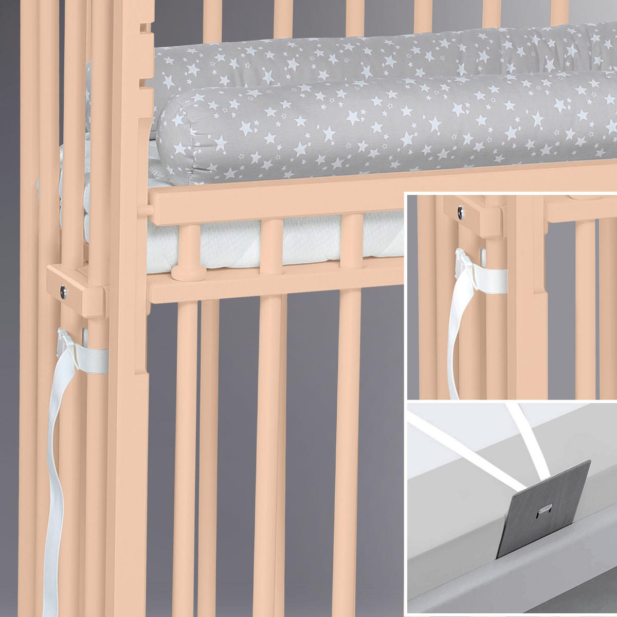 BEISTELLBETT 96/56,50/96,50 cm  - Beige, Basics, Holz (96/56,50/96,50cm) - Babybay