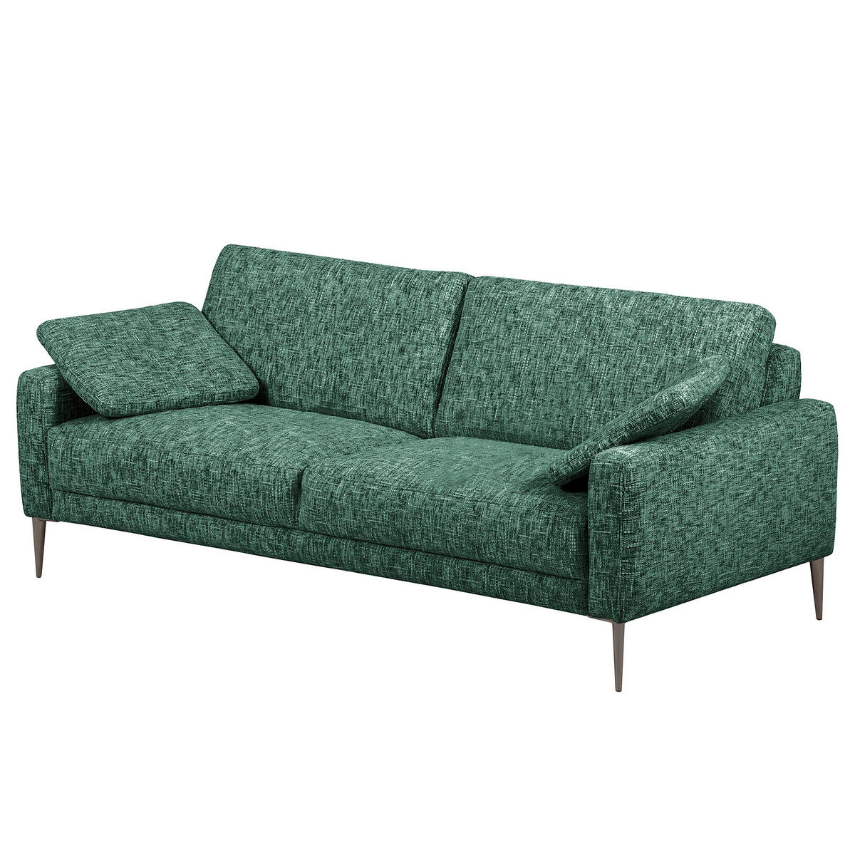 3,5-SITZER - Schwarzchrom/Grün, Design, Textil/Metall (207/85/92cm) - Livetastic