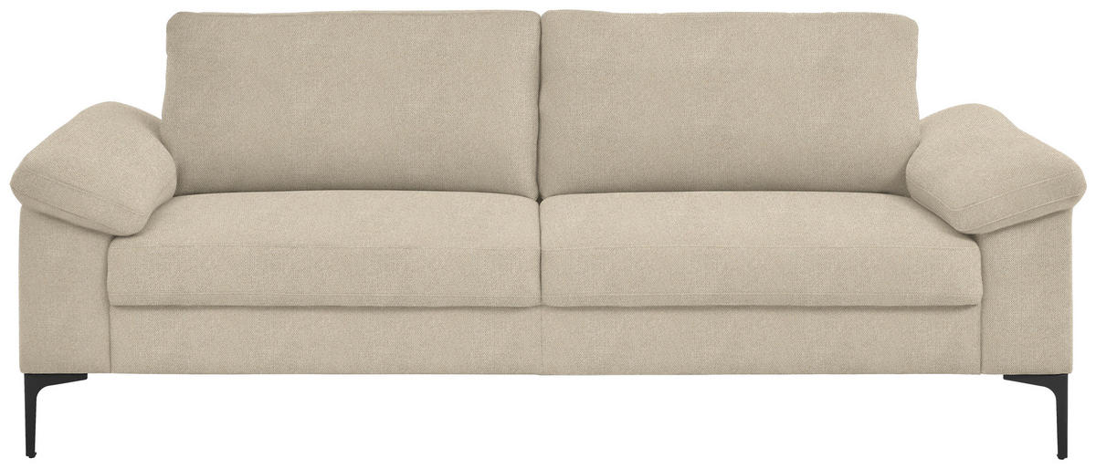 3-SITZER-SOFA in Flachgewebe Beige  - Beige/Schwarz, Design, Textil/Metall (226/89/97cm) - Pure Home Lifestyle