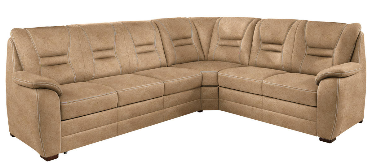 ECKSOFA in Lederlook Braun  - Beige/Braun, Konventionell, Holz/Textil (286/234cm) - Beldomo Comfort