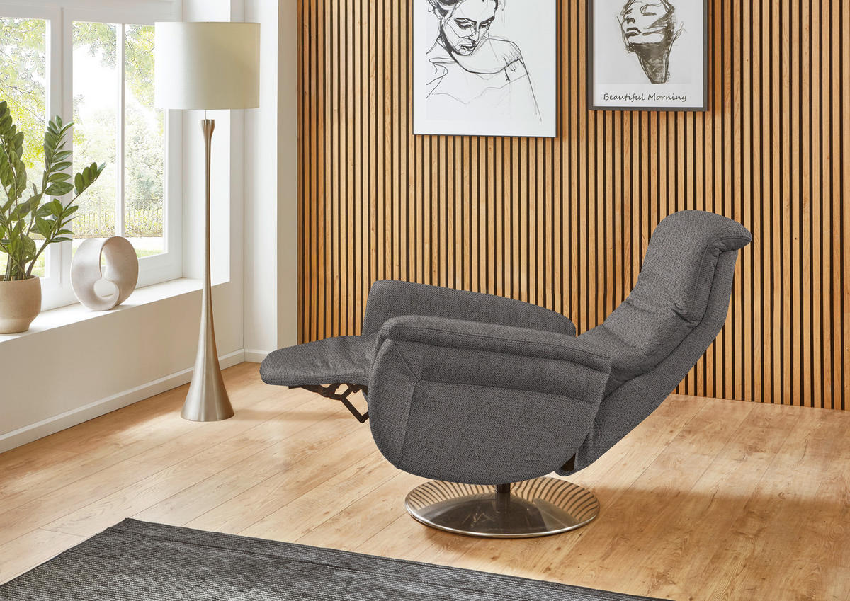 RELAXSESSEL Textil Dunkelbraun  - Edelstahlfarben/Dunkelbraun, Konventionell, Textil/Metall (79/112/94cm) - Beldomo Premium