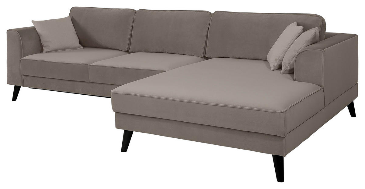 ECKSOFA LUMBER JACK Taupe Velours  - Taupe/Wengefarben, MODERN, Holz/Textil (308/167cm) - Trendmanufaktur