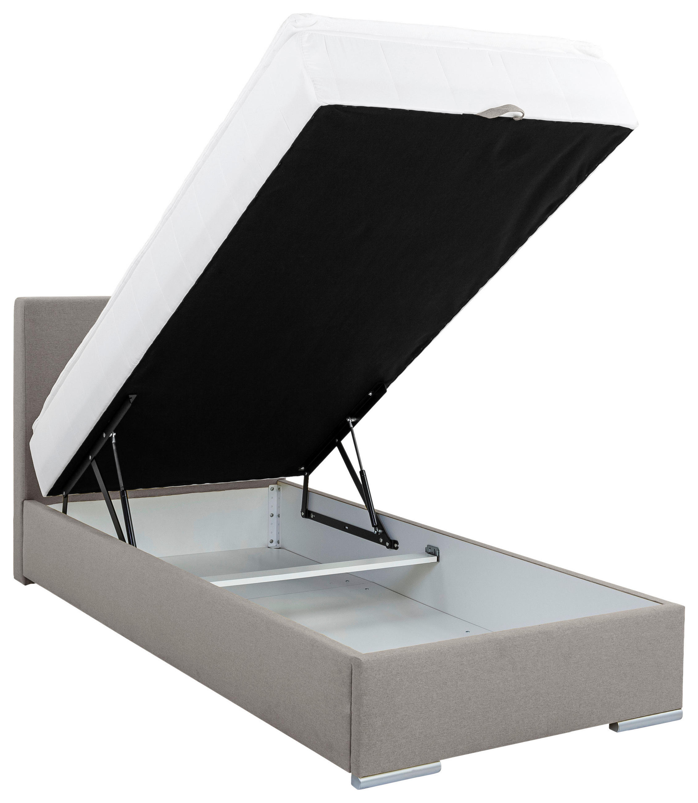 POLSTERBETT Bettkasten, Topper 100/200 cm  in Taupe  - Taupe/Chromfarben, KONVENTIONELL, Holz/Kunststoff (100/200cm) - MID.YOU