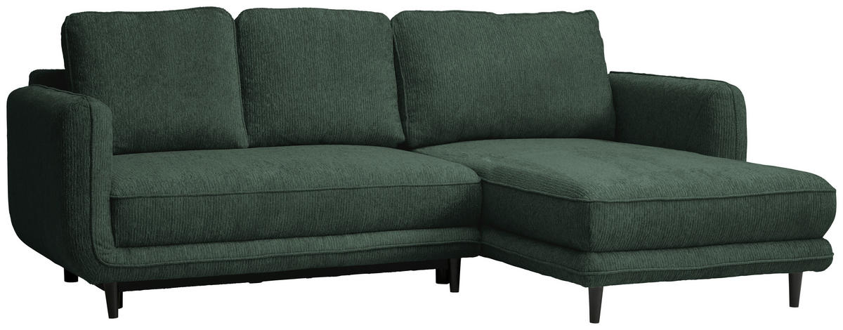 ECKSOFA in Struktur Dunkelgrün  - Dunkelgrün/Schwarz, KONVENTIONELL, Holz/Textil (247/170cm) - Carryhome